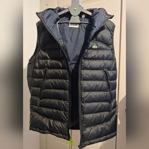 Lacoste Men's Full Zip Puffer Hooded Vest Black Size FR 54 US XL